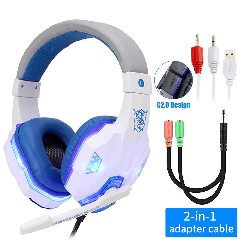 LED Gaming Headset with Microphone – Wired, Bass Stereo for PC, PS4, PS5 & Xbox