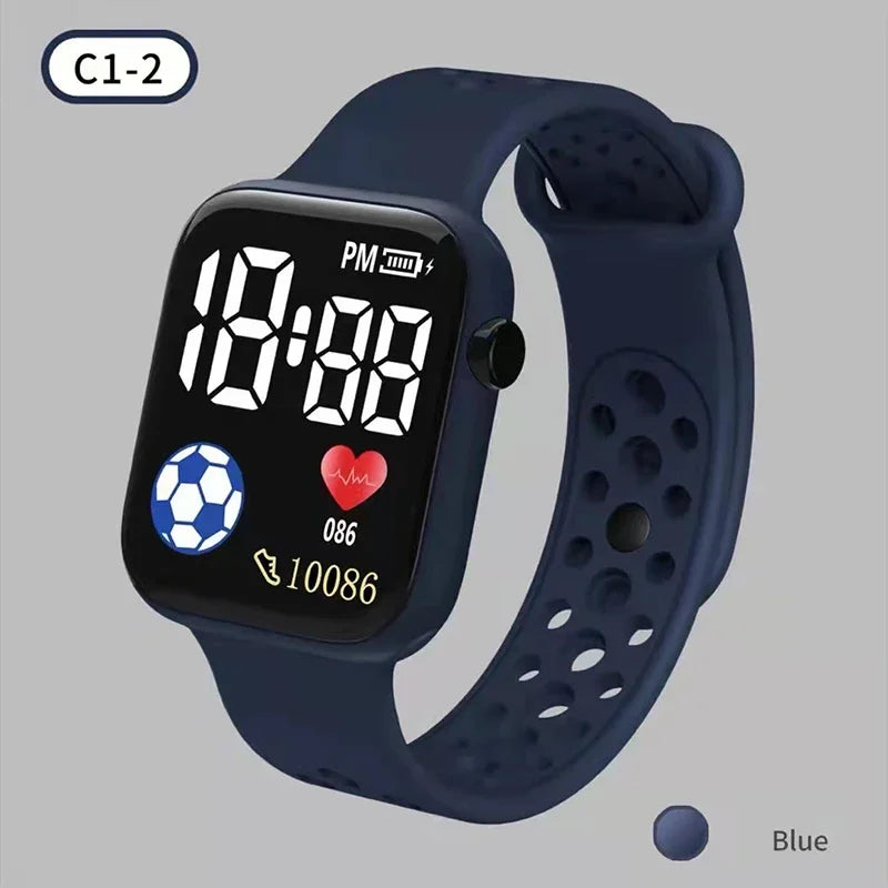 Kids LED digital sports watch with football design, silicone strap, suitable for boys and girls by R.E.D. Shopping