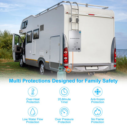 VEVOR Propane Gas Tankless Water Heater 6L–18L | Instant Hot Water | Outdoor & Camping
