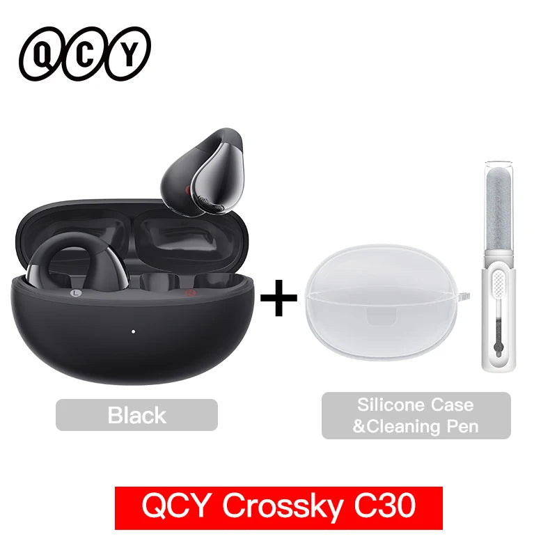 QCY Crossky C30 Ear Clip Bluetooth 5.4 Earphones – Open Ear Sports TWS, Dual-Connection