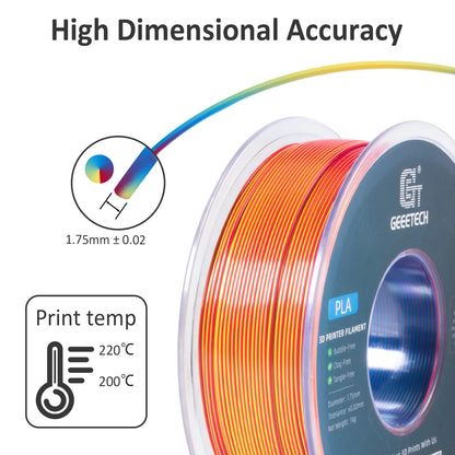 Geeetech Tri-Color Silk PLA Filament 1.75mm – 1KG Spool, Vacuum Packed