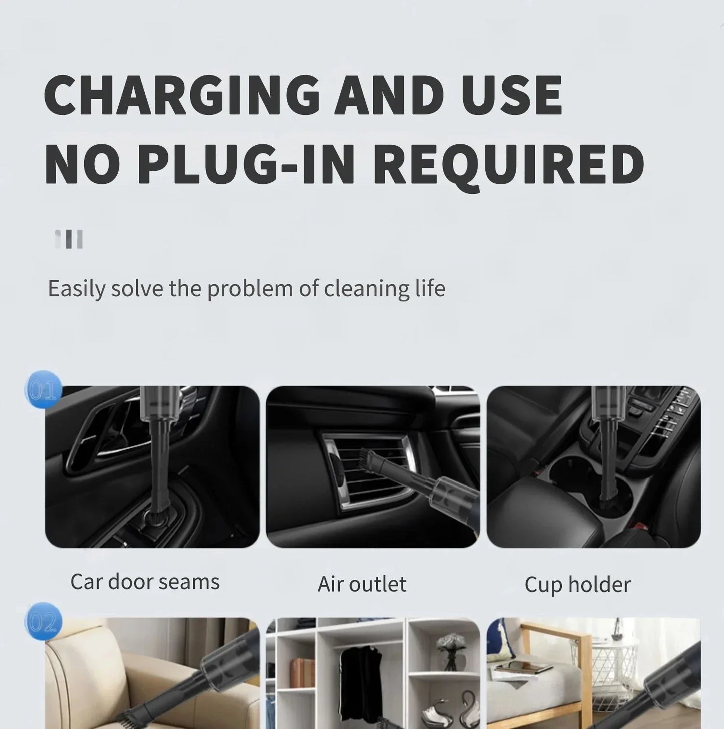 CENRR 98000Pa Cordless Car Vacuum Cleaner – Handheld, Wireless, Powerful Suction with Air Gun
