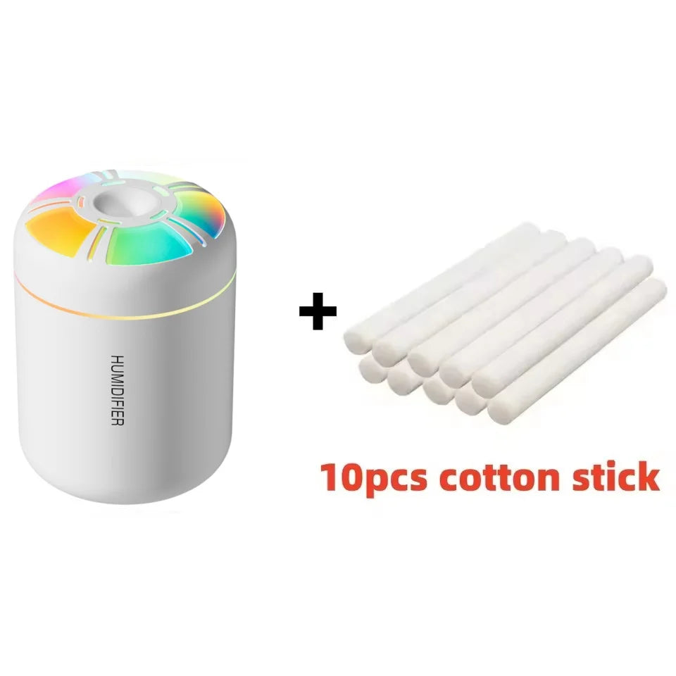 Searide Mini USB Humidifier – 180ml Ultrasonic Aroma Diffuser, Color LED, Touch Control, for Car, Home & Bedroom