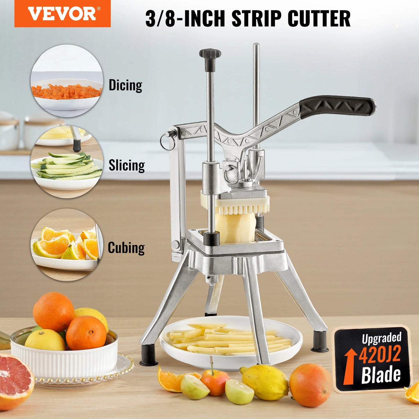 SucceBuy Professional Food Dicer | French Fry & Vegetable Cutter | Stainless Steel | EU Stock