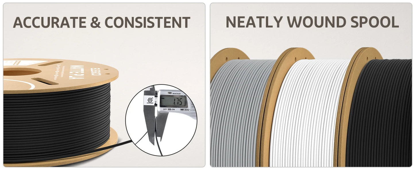 ELEGOO Matte PLA Filament 1.75mm 1KG – +/-0.02mm Accuracy, Cardboard Spool