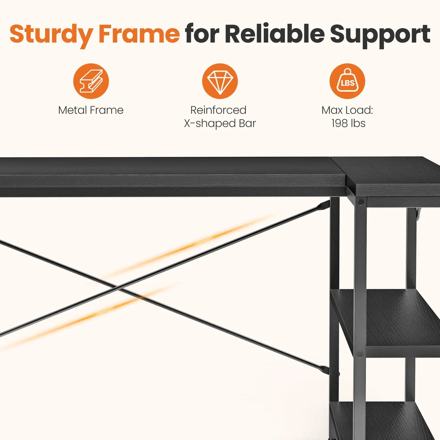 JHK 47" L-Shaped Corner Desk – Gaming & Home Office PC Table with Storage Shelves