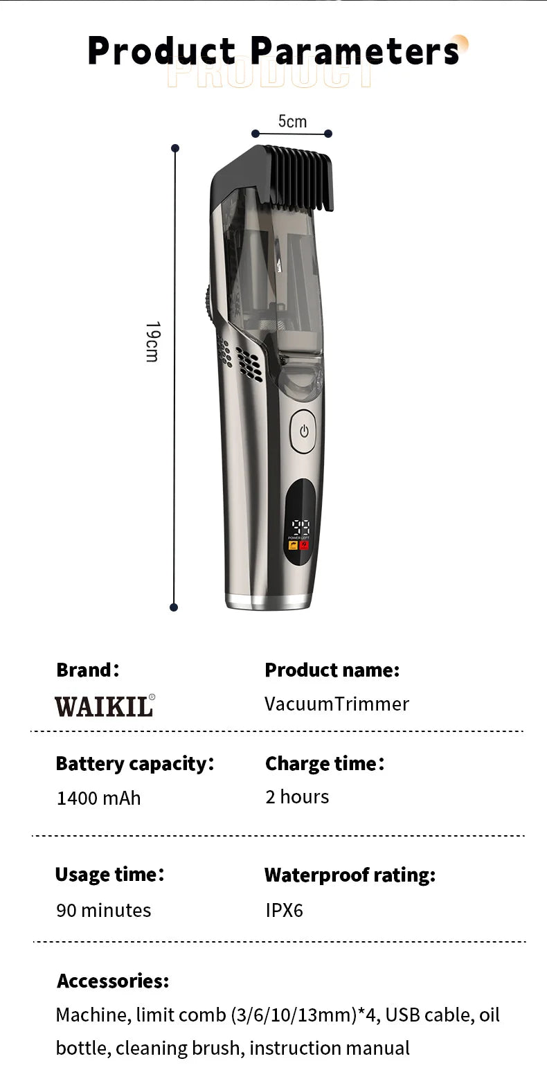 Vacuum Body Trimmer for Men – Groin, Chest & Body Hair Shaver with Built-In Vacuum