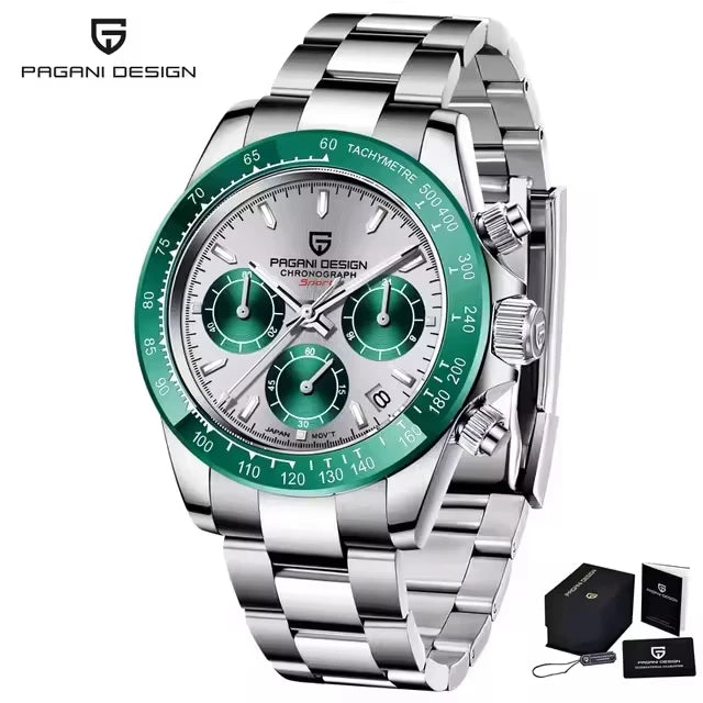 PAGANI DESIGN PD1644 Men's Quartz Chronograph Watch – Sapphire Crystal, 100M Water Resistant