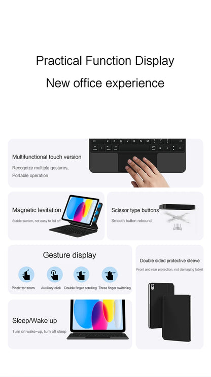 Magic Keyboard for iPad 11th Gen (A16) 2025 | Smart Case | Multi-Language | Black & White | 7 Languages