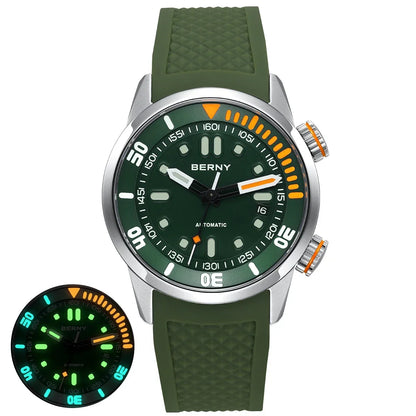 BERNY Automatic Dive Watch – Sapphire Crystal, 200M Water Resistant, NH35 Movement