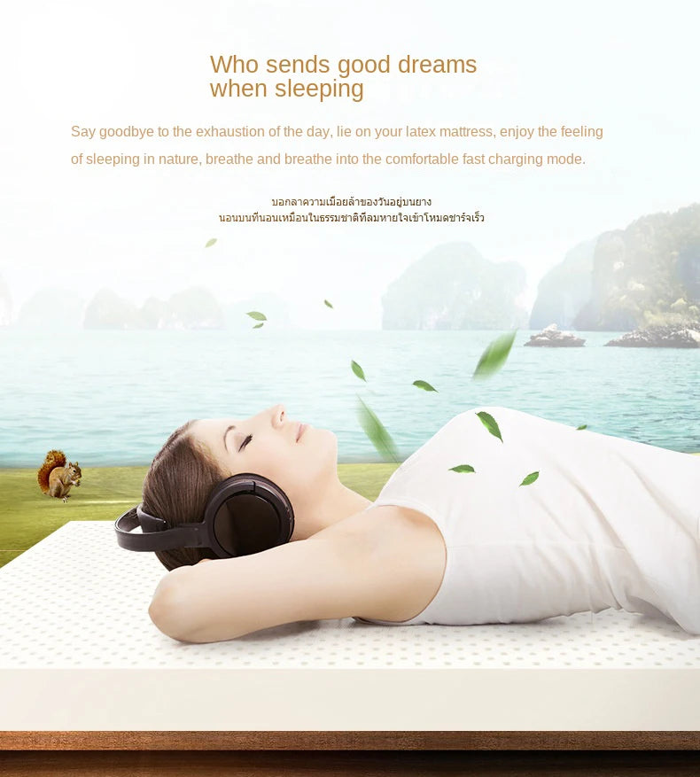 Natural latex mattress from Thailand, 10cm thick, soft cushioning, suitable for 1.2-1.8m beds, by R.E.D. Shopping