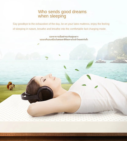 Natural latex mattress from Thailand, 10cm thick, soft cushioning, suitable for 1.2-1.8m beds, by R.E.D. Shopping