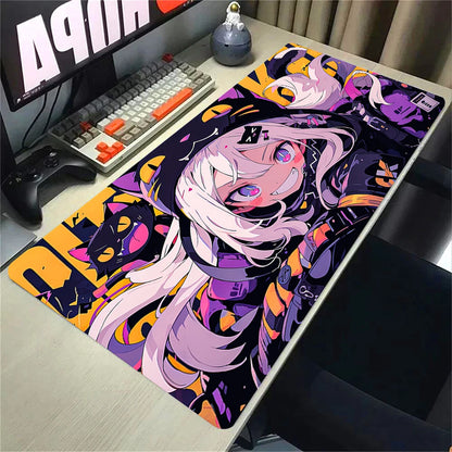 Kawaii Girls & Cat Graffiti Deskmat 900x400 – Anime Gaming Mouse Pad, Waterproof, Non-Slip