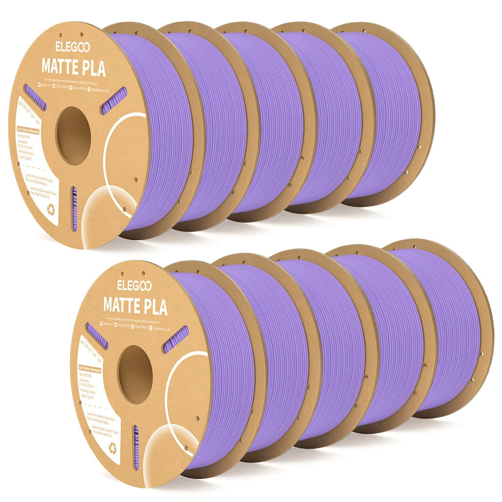ELEGOO Matte PLA Filament 1.75mm 1KG – +/-0.02mm Accuracy, Cardboard Spool