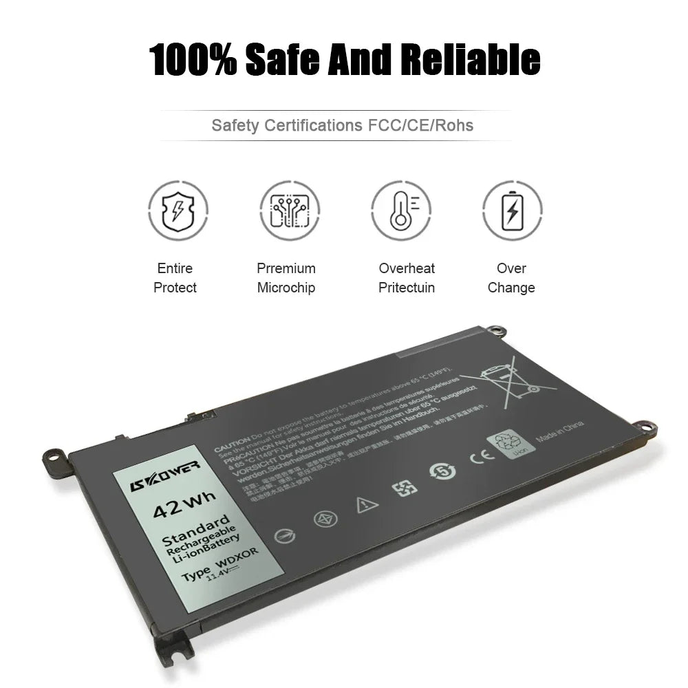 SKOWER Dell Vostro & Inspiron Replacement Battery WDX0R 42Wh — 5468 5471 5568 7368 7460 7472