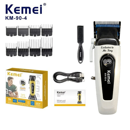 Kemei White 90-4 Professional Hair Clippers – Cordless Barber Clipper Set