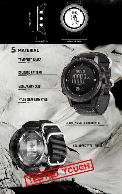 NORTH EDGE Military Smart Watch – Altimeter, Barometer, Thermometer, Compass, 50m Waterproof