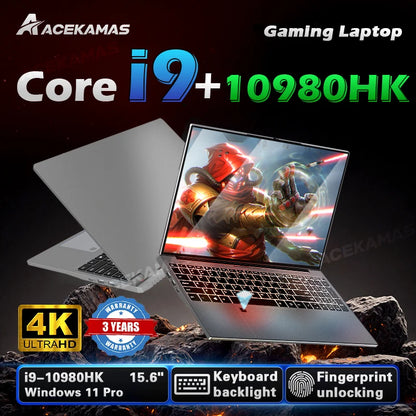 15.6" Gaming Laptop – Intel Core i9-10980HK, 16GB DDR4, up to 2TB SSD, Fingerprint Unlock, Backlit | Windows 11