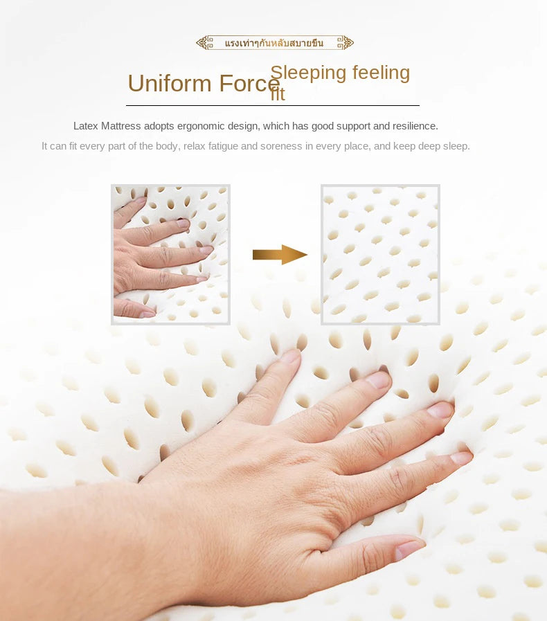 Soft 10cm natural latex mattress from Thailand, ideal for bedding, with a cushioned surface and comfortable support.