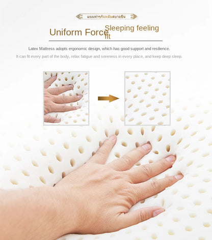 Soft 10cm natural latex mattress from Thailand, ideal for bedding, with a cushioned surface and comfortable support.