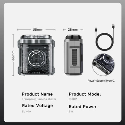 DOCOLAB Mini Portable Magnetic Electric Shaver – Double-Head Waterproof Razor for Men