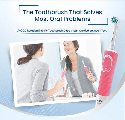 Oral-B D100 Vitality Electric Toothbrush – 2D Cleaning, 10000RPM, Timer, Inductive Charger