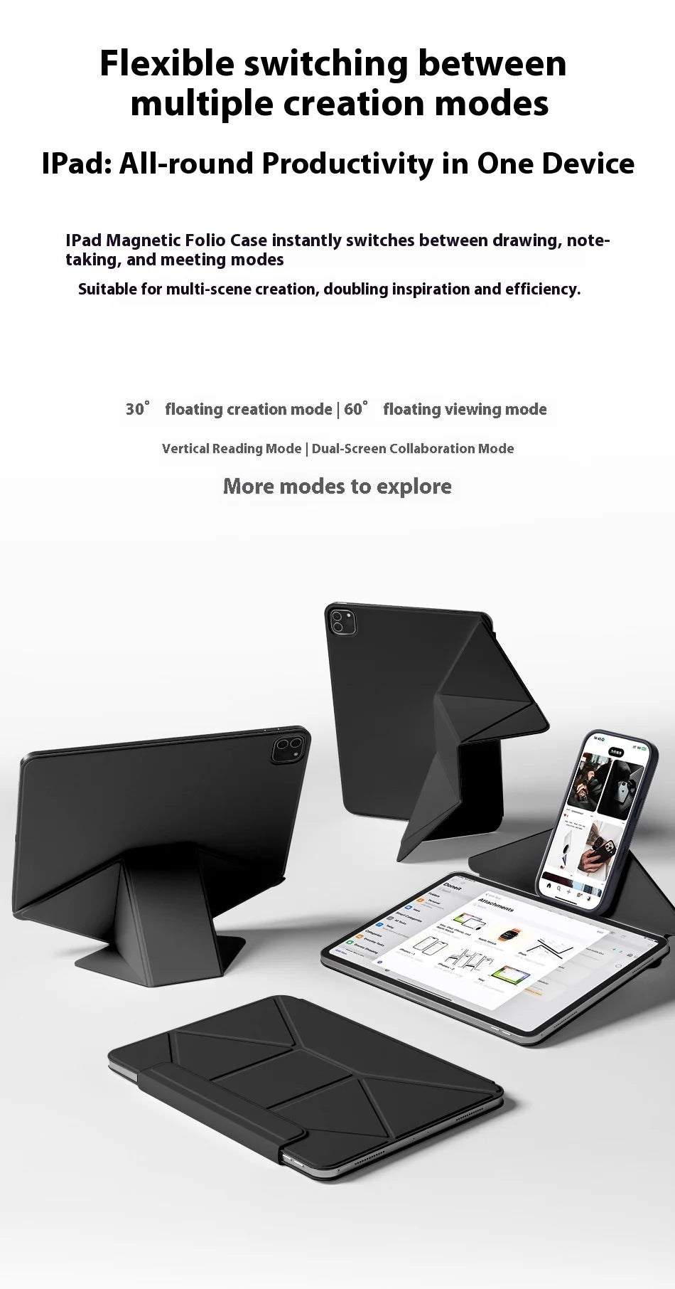 Smart Folio iPad Case | Magnetic | iPad 10th–11th, Air 11/13, Pro 11/12.9/13, Mini 6/7 | 4 Colors