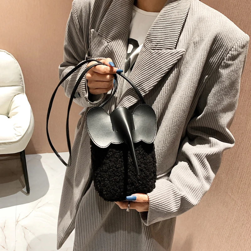 Corduroy Elephant Phone Bag – Luxury Bucket Shoulder Purse for Women