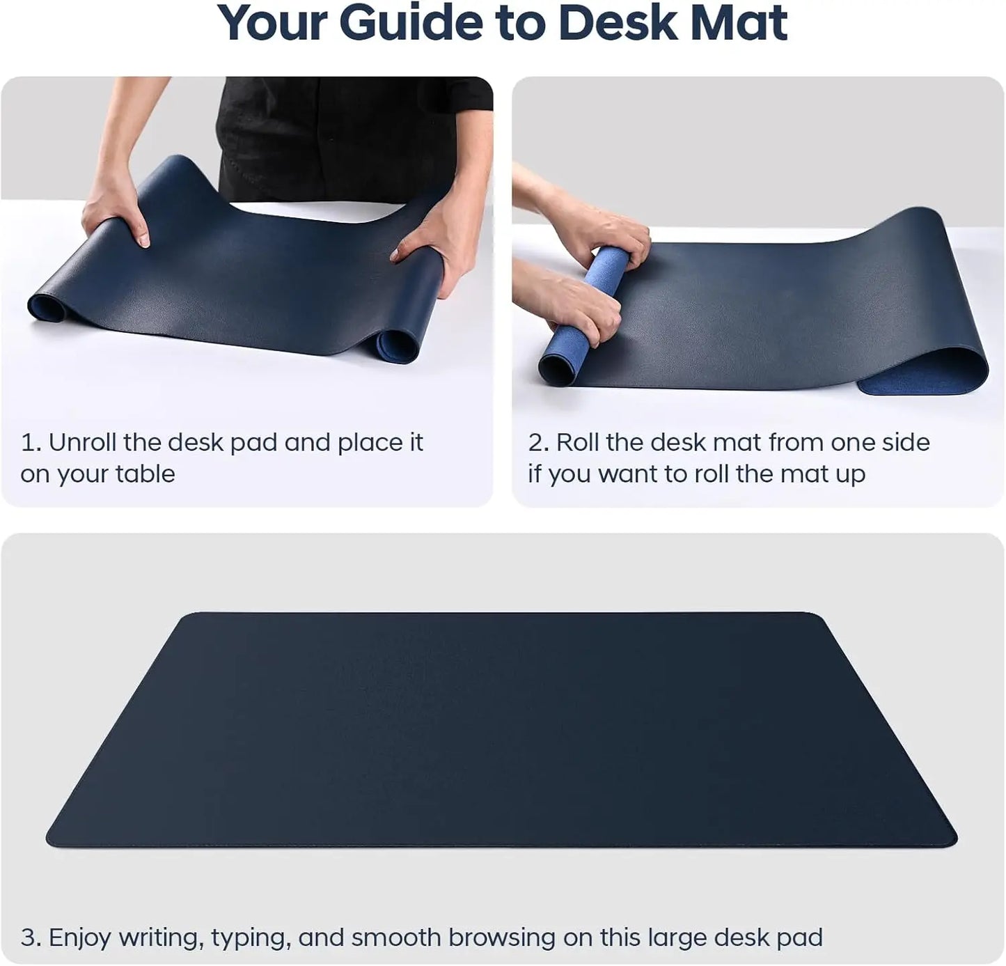YSAGi PU Leather Desk Pad – Non-Slip, 5 Colors, 6 Sizes (60x30 to 120x50 cm)