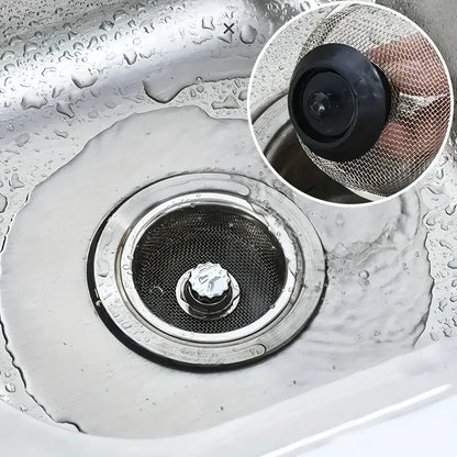 Stainless Steel Kitchen Sink Strainer with Handle & Stopper – 2-Pack