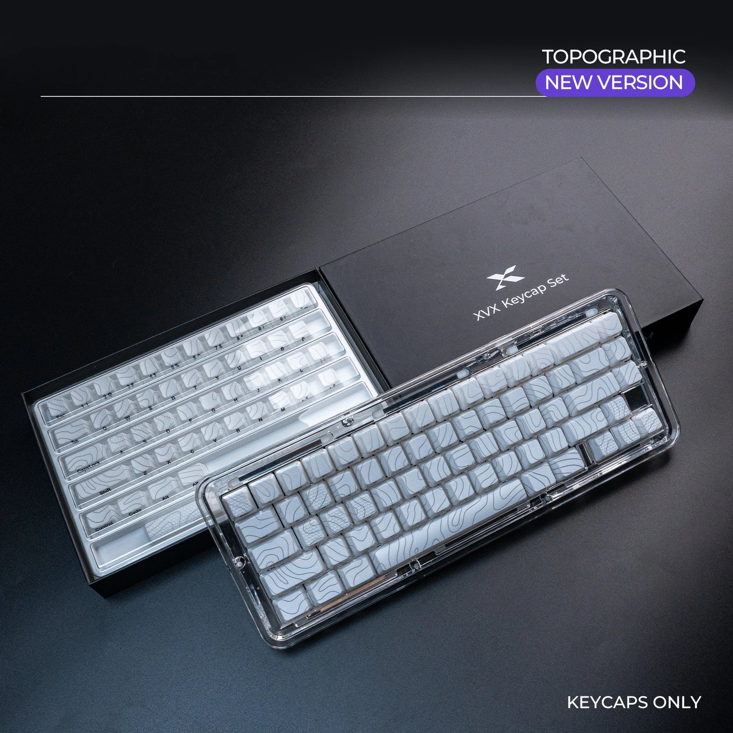 XVX Topographic Keycaps 118 Keys – OEM Profile, Shine-Through, IMD-Tech, Side Print