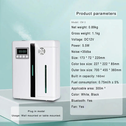 Bluetooth Smart Aroma Diffuser — 300m³ Coverage, Hotel & Home Air Freshener, Electric Fragrance Distributor