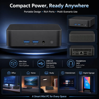 Mini PC Intel N150 – 16-32GB RAM, up to 2TB SSD, WiFi 6, BT 5.2, Windows 11 Pro