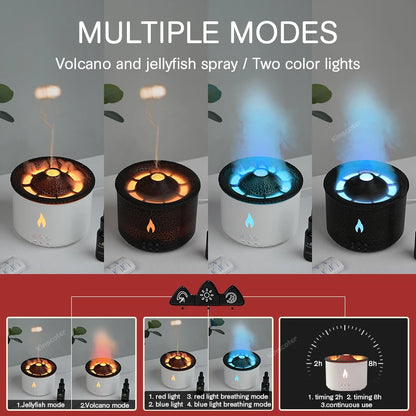 KINSCOTER Volcano Flame Aroma Diffuser & Humidifier 360ml – Jellyfish Smoke Ring Effect