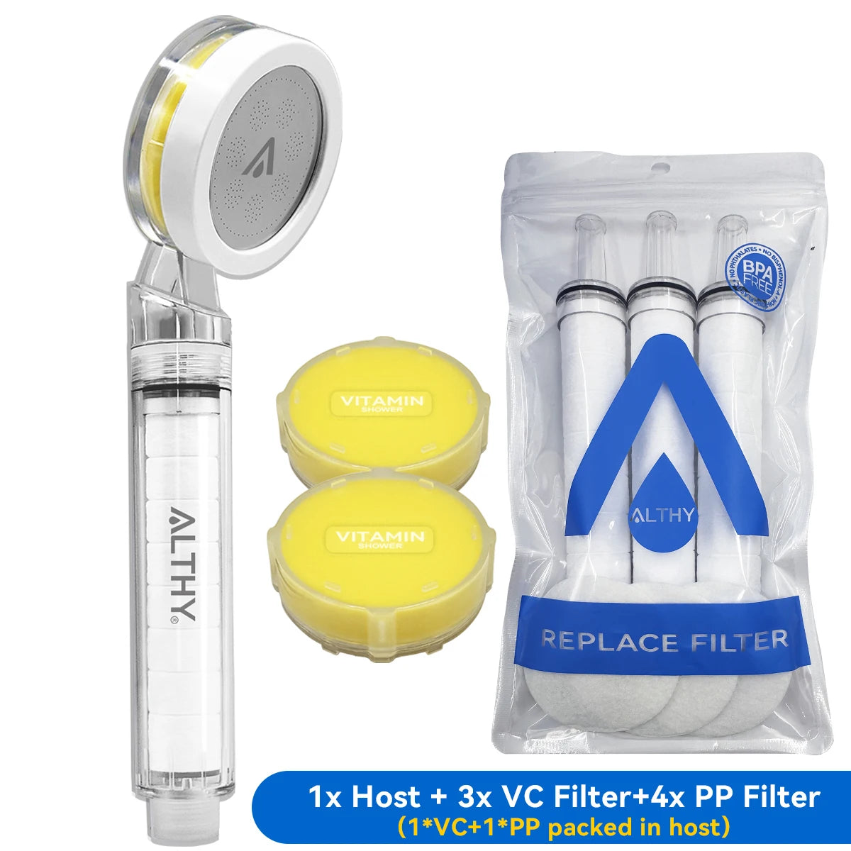 ALTHY Vitamin C Handheld Shower Head Filter – High Pressure SPA Softener, Reduces Hair Loss & Dry Skin