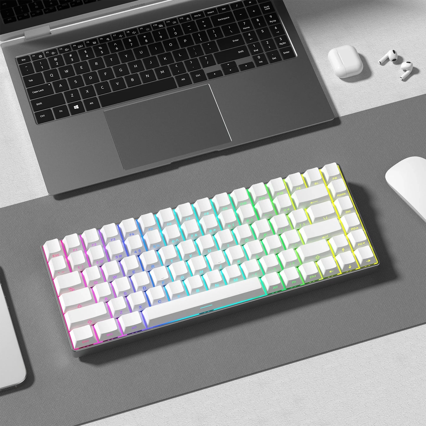 Cherry Profile PBT Keycaps 133+ Keys – White Side-Printed Shine-Through for MX Switches