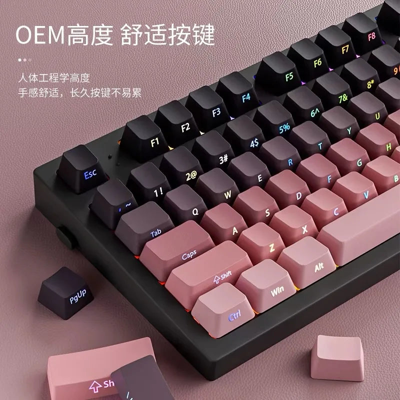 Transparent Pbt Keycaps With Side-Engraved Opacity Gradient Dye Sublimation For Mechanical Keyboard Six Color Personalized Fit