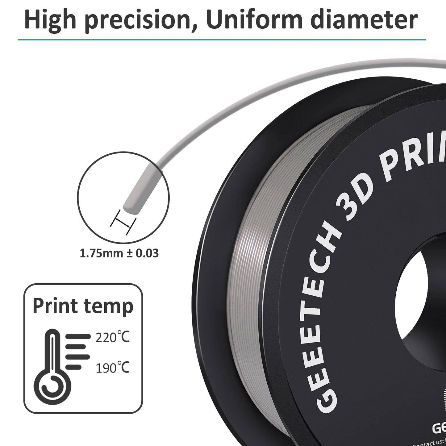 GEEETECH 3D Printer Filament – 10KG Box, 1.75mm Matte / PETG / Silk PLA / TPU / ABS, Safe Materials