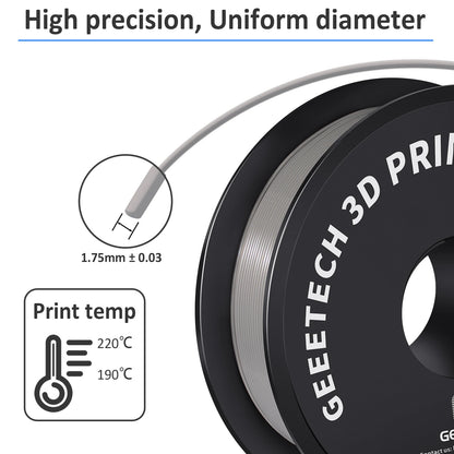 GEEETECH 3D Printer Filament – 10KG Box, 1.75mm Matte / PETG / Silk PLA / TPU / ABS, Safe Materials