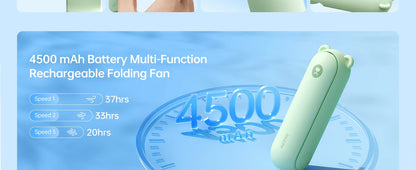 JISULIFE Portable Handheld Fan with Power Bank & Flashlight