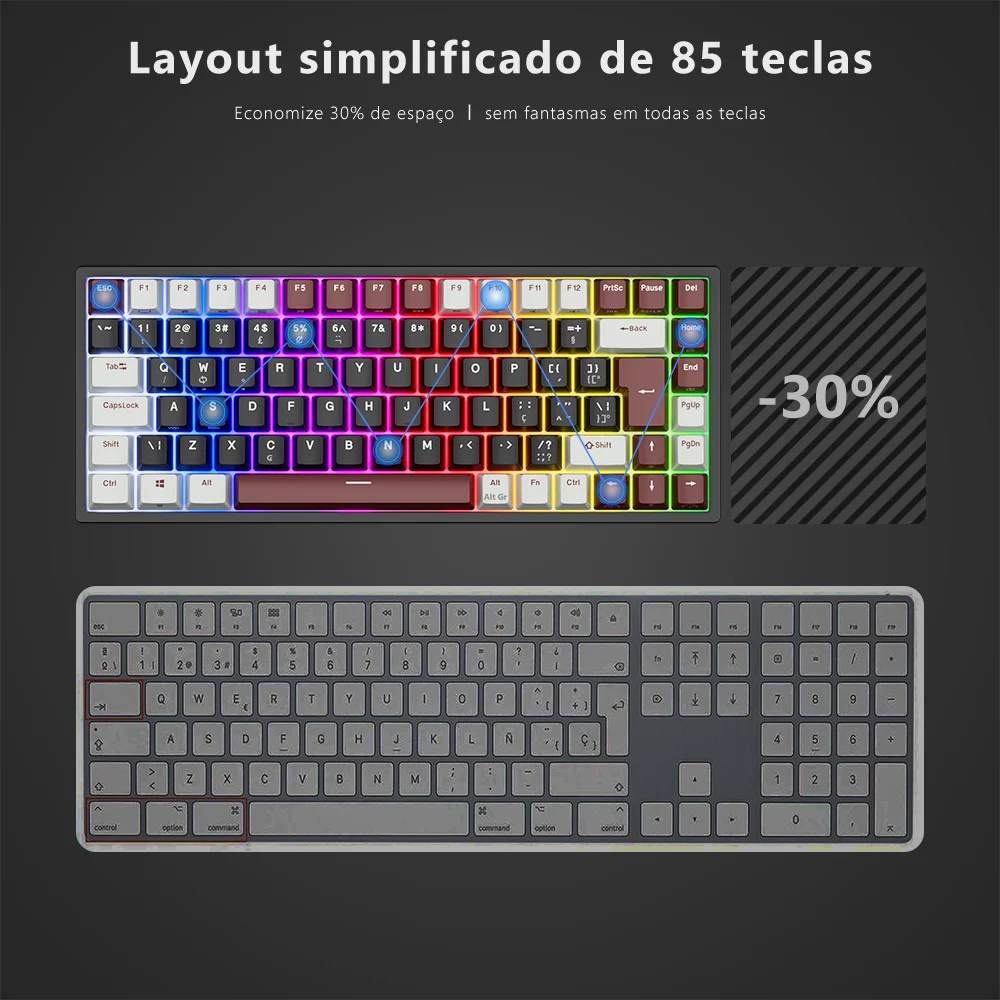 RK Royal Kludge RK84 Wireless Mechanical Keyboard – 84 Key, Hot-Swap, BT5.0/2.4G/USB-C, RGB