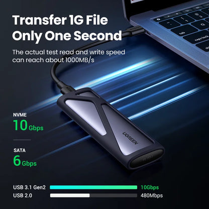 UGREEN M.2 SSD Case | NVMe & SATA Dual Protocol | USB-C 3.1 10Gbps | NVMe PCIe / NGFF SATA | External SSD Enclosure