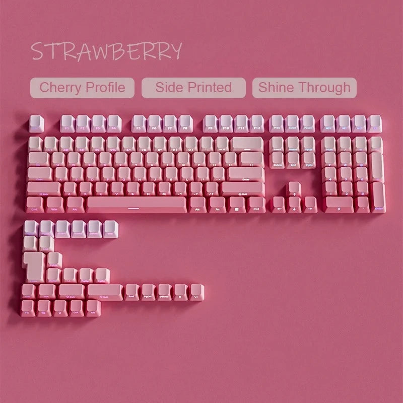 Cherry Profile PBT Keycaps 133+ Keys – White Side-Printed Shine-Through for MX Switches