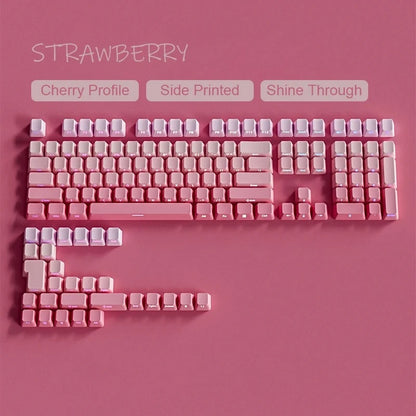 Cherry Profile PBT Keycaps 133+ Keys – White Side-Printed Shine-Through for MX Switches