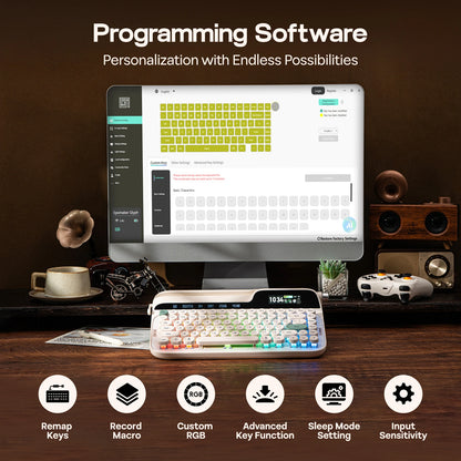 EPOMAKER Glyph 75% Mechanical Keyboard | Retro Typewriter | TFT Screen | Rotary Knob | Wired / 2.4GHz / BT