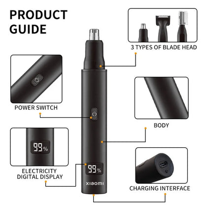 Xiaomi 3-in-1 Electric Nose & Ear Hair Trimmer – Painless, USB Rechargeable
