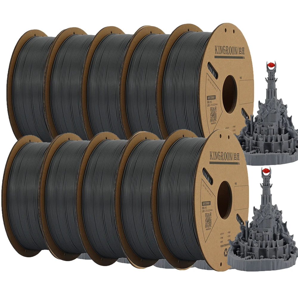 KINGROON PLA Filament 1.75mm – 5 or 10 Rolls, Mixed Colors, No Bubble