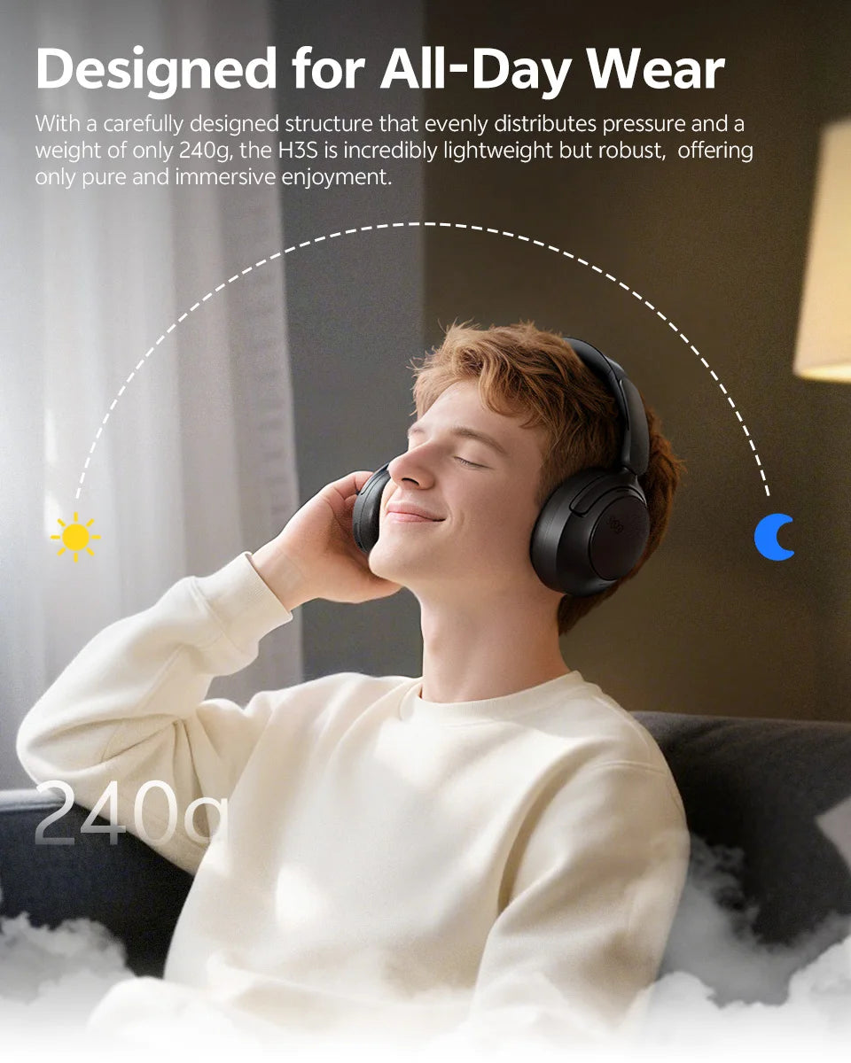 QCY H3S ANC Over-Ear Headphones – -56dB, LDAC, Dual Driver, Bluetooth 6.0, 102Hrs