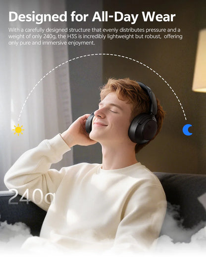 QCY H3S ANC Over-Ear Headphones – -56dB, LDAC, Dual Driver, Bluetooth 6.0, 102Hrs