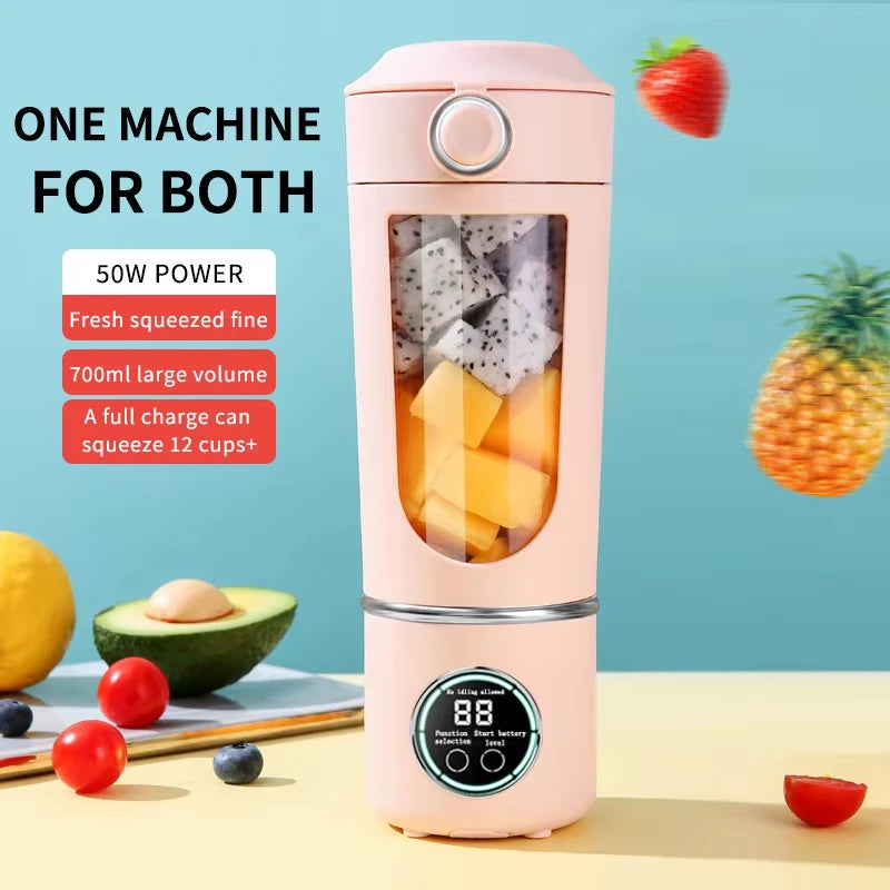 Portable Juice Blender 700ml | USB Rechargeable | 2-in-1 Bottle | Smoothie Maker